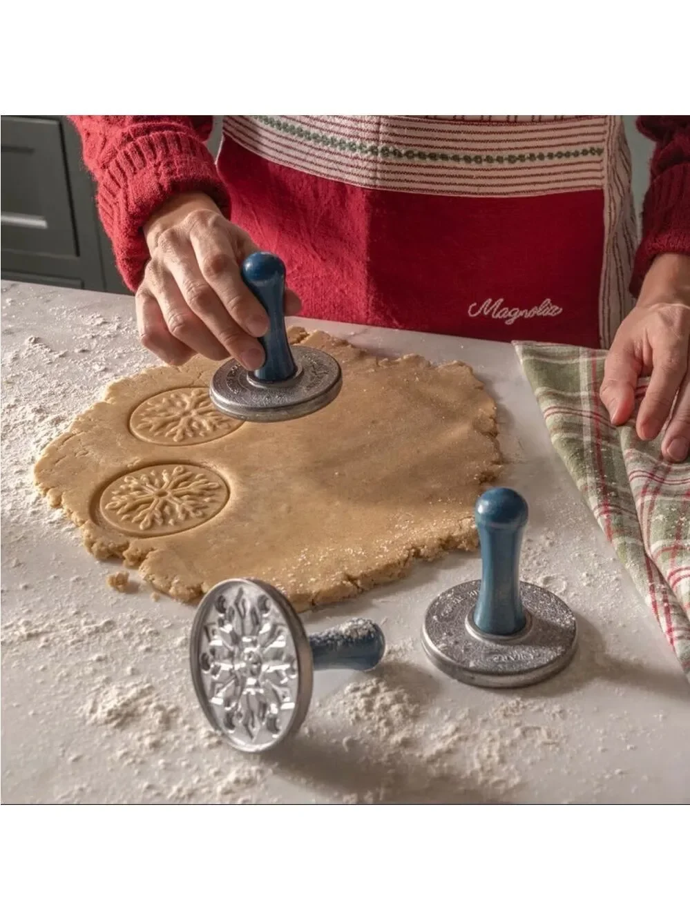 3pc Winter Snowflake Metal & Wood Cookie Stamp Set - Hearth & Hand with Magnolia